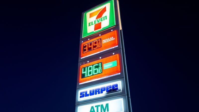 FILE - Gas prices are displayed at a 7-Eleven station on August 07, 2026 in Austin, Texas. (Photo by Brandon Bell/Getty Images)