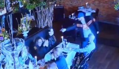 Moment man tries to fire point-blank at his ex in a restaurant - but is stopped by the gun’s safety and a daring waiter