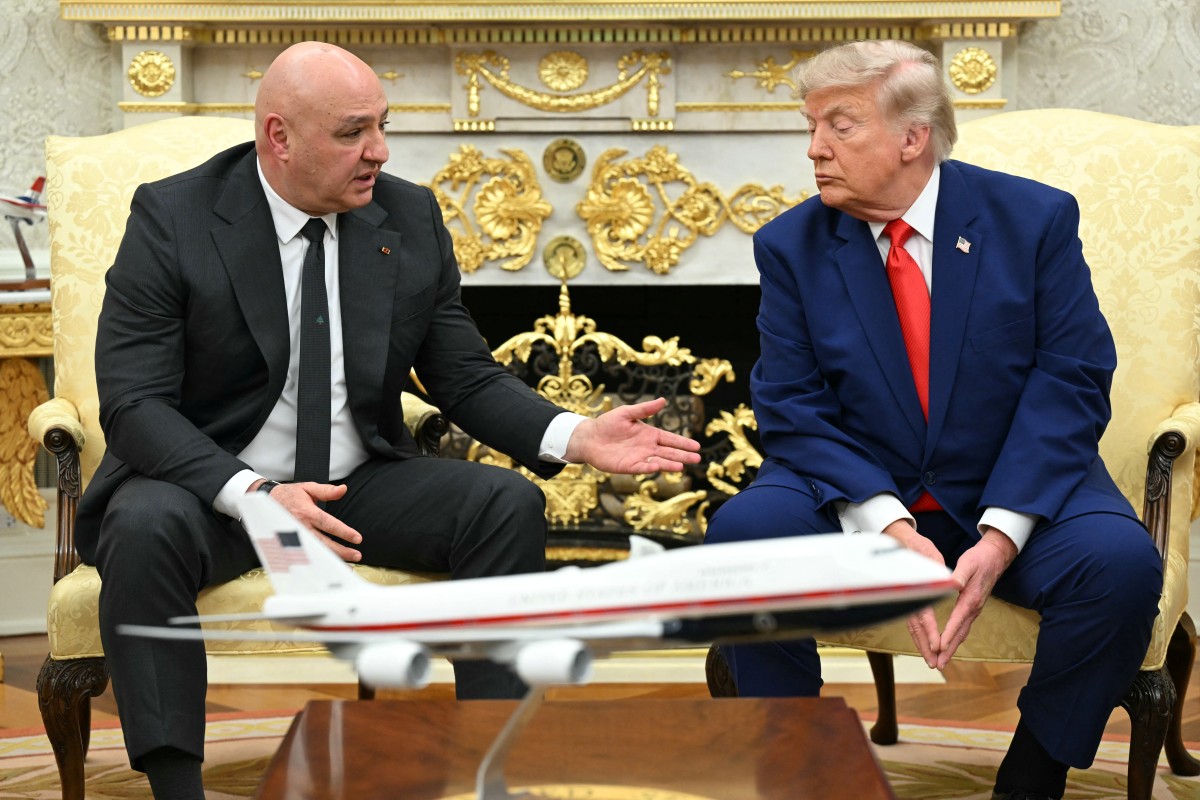 US President Donald Trump listens to Lebanese President Joseph Aoun during a meeting in the Oval Office of the White House in Washington, DC, on July 21, 2026. (AFP)