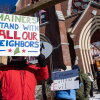 Demonstrators attend an anti-ICE rally in Lewiston, Maine on January 24, 2026. Federal officials have acknowledged collecting information on some protesters, even as they deny maintaining a database tracking U.S. citizens.