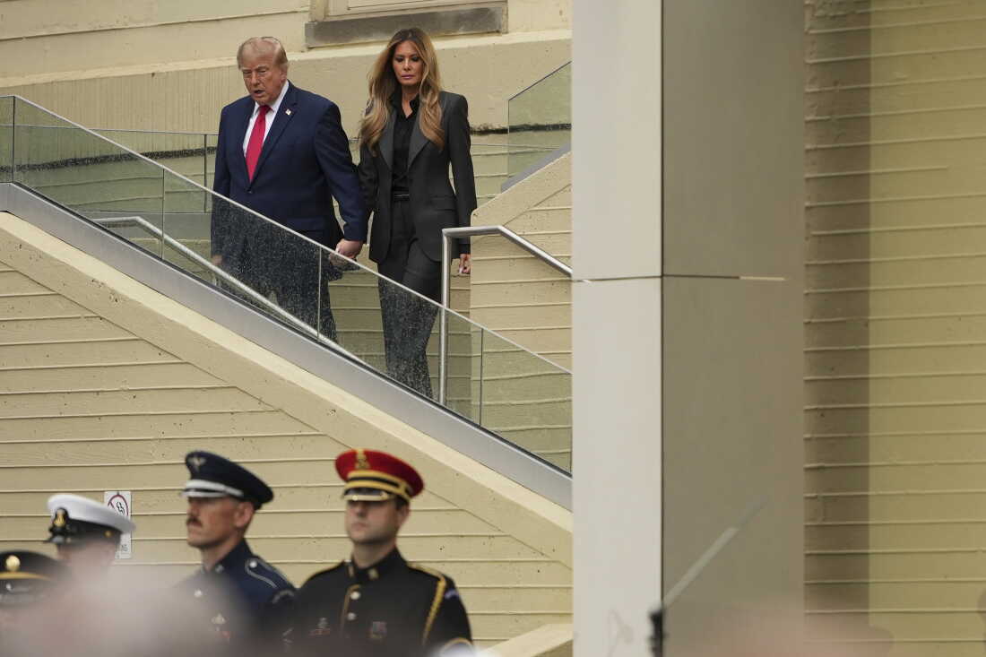 President Donald Trump, and first lady Melania Trump arrive at an observance ceremony on the 25th anniversary of the 9/11 attacks, Friday, Sept. 11, 2026, at the Pentagon.