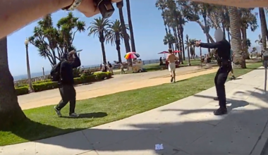 Santa Monica police bodycam shows man charging officer with a knife