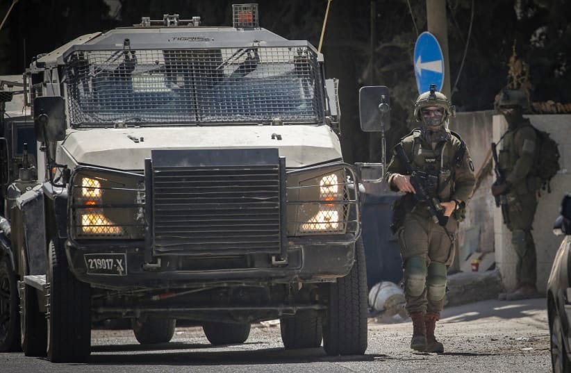 Israeli security forces seen during a raid in the West Bank village of Salem, near Nablus, on August 2, 2026.