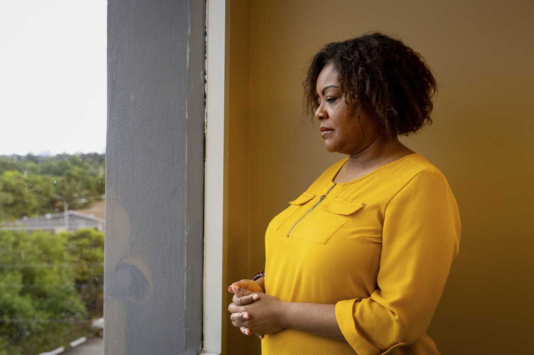 Farah Larrieux, chair of the Miramar Haitian-American Residents and Business Owners Association (MHARBO), poses for a portrait at the Family Action Network Movement offices on Friday, Sept. 4, 2026, in Miami, Fla. Eva Marie Uzcategui for NPR