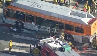 2 people dead, 6 injured after SUV slams into side of Metro bus in Chatsworth, fire officials say