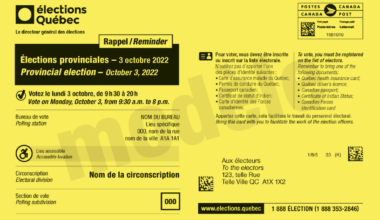 A yellow election reminder card in French