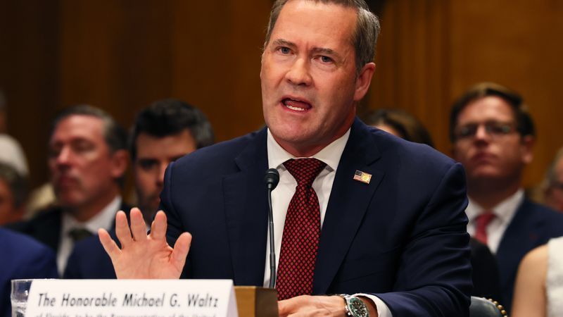 WASHINGTON, DC - JULY 15: Former U.S. National Security Adviser Michael Waltz testifies during his confirmation hearing before the Senate Committee on Foreign Relations in the Dirksen Senate Office Building on July 15, 2025 in Washington, DC. Waltz, who was nominated by U.S. President Donald Trump to be the next U.S. Ambassador to the United Nations, previously served as the National Security Adviser. He resigned from that position after facing scrutiny for his involvement in creating a Signal chat that mistakenly included a journalist. This chat discussed sensitive plans for a military strike on Houthi targets in Yemen. (Photo by Michael M. Santiago/Getty Images)