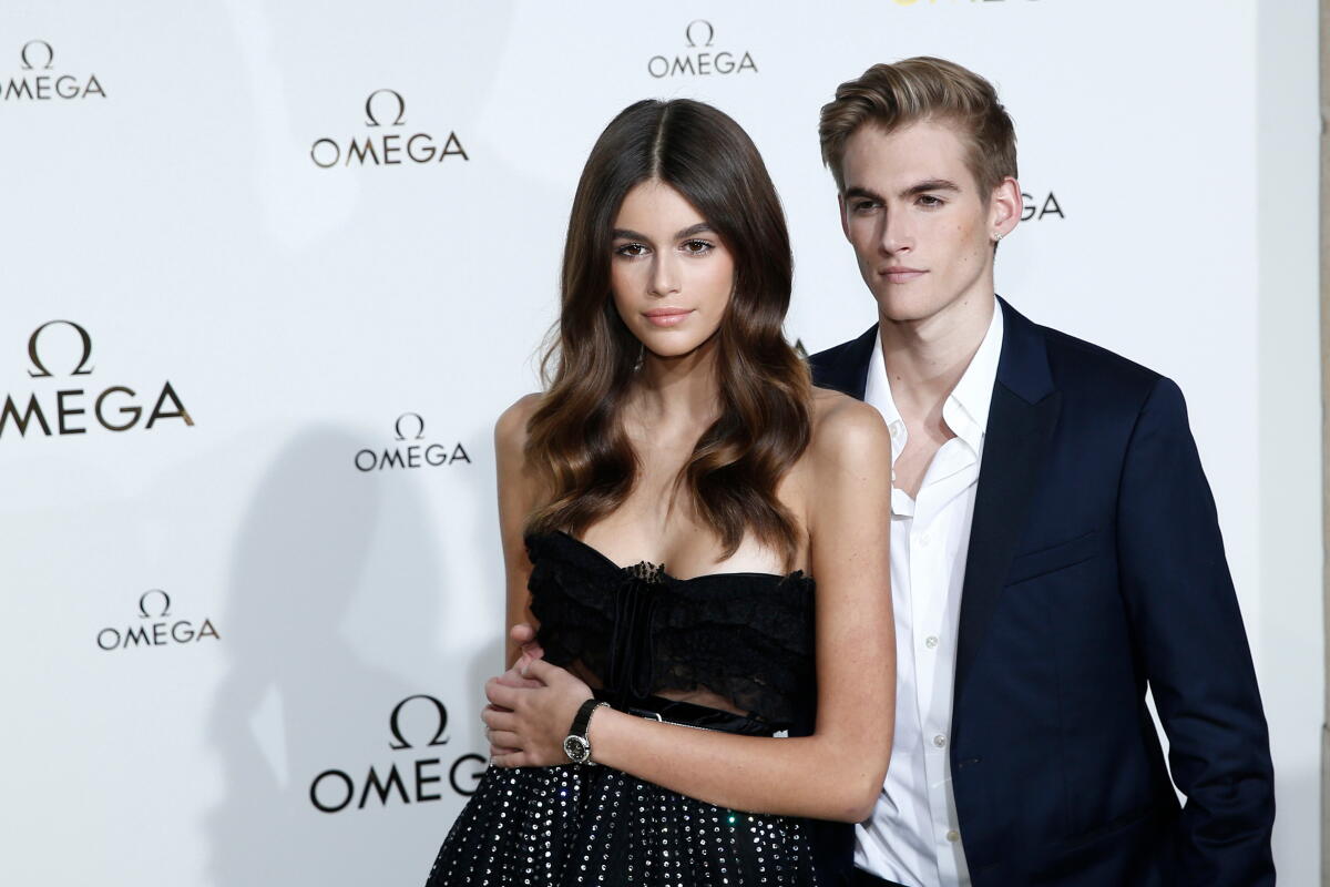 Kaia, left, and Presley Gerber in Paris in 2017.
