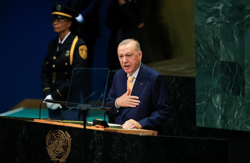 Turkey's President Recep Tayyip Erdogan addresses the 81st United Nations General Assembly at UN headquarters in New York City, US, September 22, 2026.