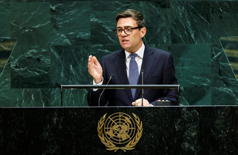 British Prime Minister Andy Burnham addresses the 81st United Nations General Assembly at UN headquarters in New York City, US, September 22, 2026.