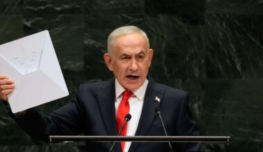 At UN, Netanyahu defends Israel as delegates storm out