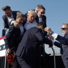 Then-candidate Donald Trump is rushed offstage by U.S. Secret Service agents after being struck by a bullet during a rally on July 13, 2024, in Butler, Pa.