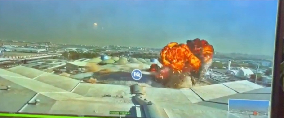 This grab taken from the CCTV images released by Kuwait's Directorate General of Civil Aviation shows an explosion following a drone strike at Terminal 1 of Kuwait International Airport on June 3, 2026. (AFP/File)