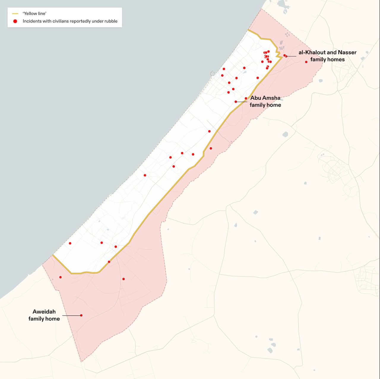 A graphic image of incidents in Gaza.