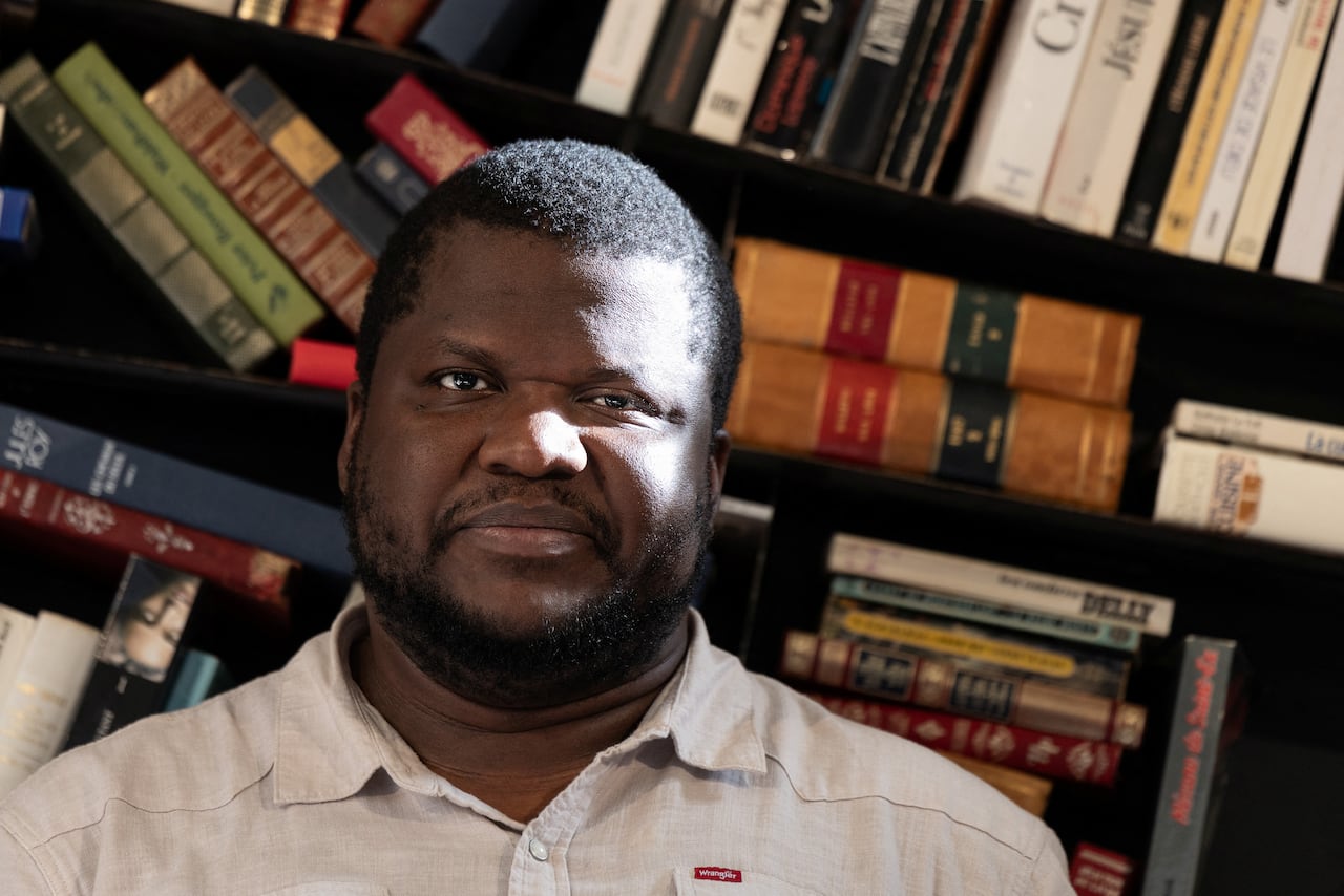 Canadian-Haitian novelist Thélyson Orélien looks on as he takes part in the 28th edition of "Les Correspondances" literature festival in Manosque, France, on Sept. 24, 2026.