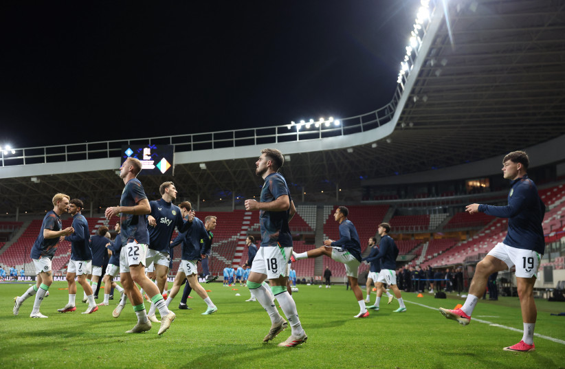 Republic of Ireland's Ryan Manning with teammates during the warm up before the match.
