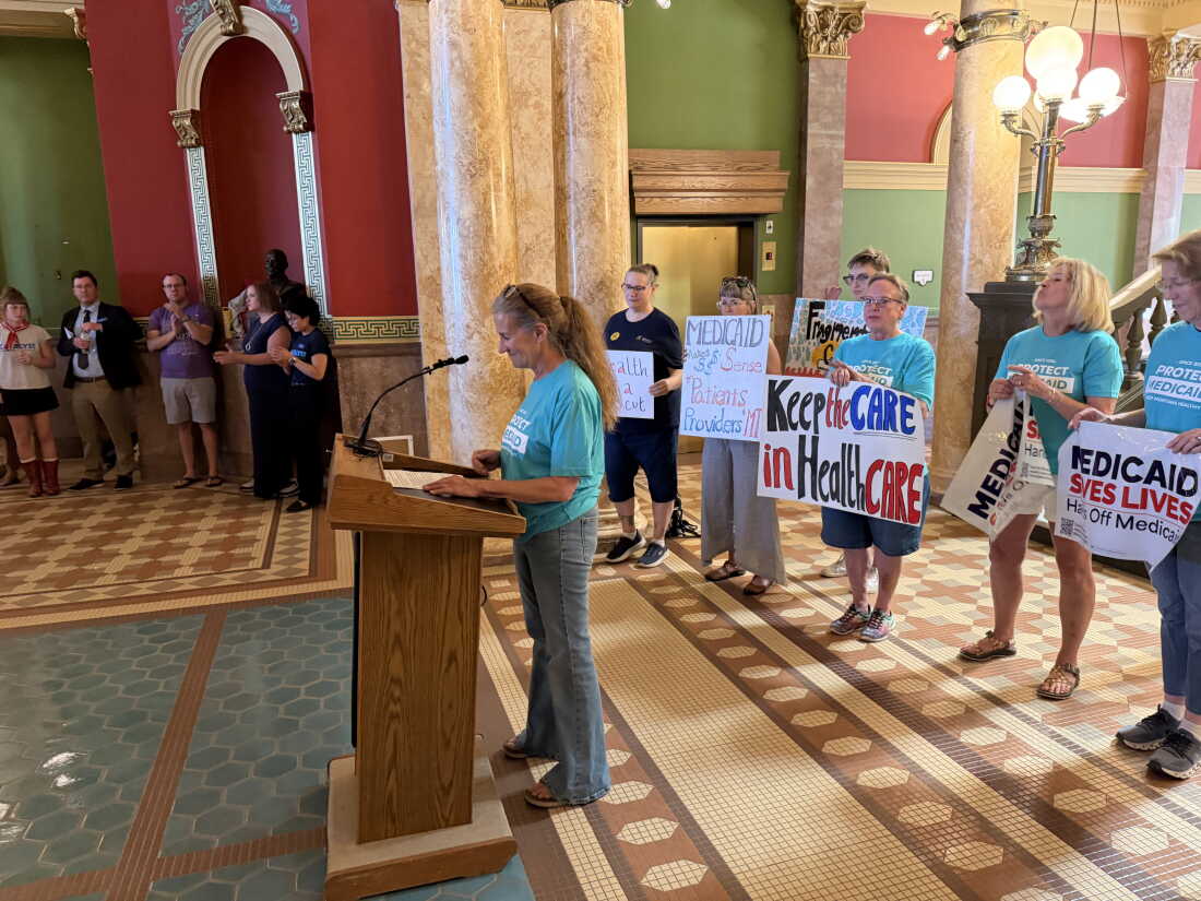 About 100 people protested changes to Medicaid in July at the Montana Capitol in Helena. Montana is among three states that have adopted Medicaid work requirements months ahead of the federal deadline. The new rules have confused some Montanans on Medicaid, and critics say that confusion will lead to people unnecessarily losing coverage.
