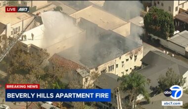 Fire engulfs apartment building in Beverly Hills, resulting in partial roof collapse