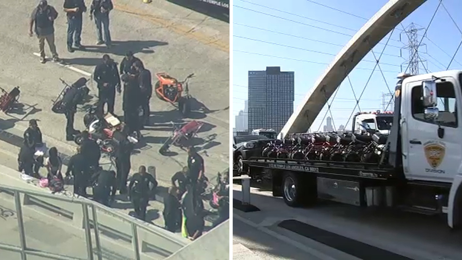 Los Angeles police issue citations, impound dozens of minibikes in massive 6th Street Bridge takeover bust
