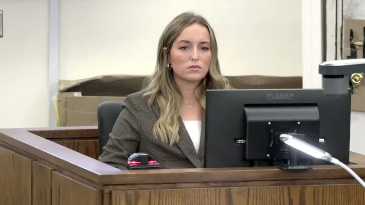 Alleigha Botner testifies during the murder trial of Caleb Flynn in Miami County, Ohio, on Sept. 23, 2026.