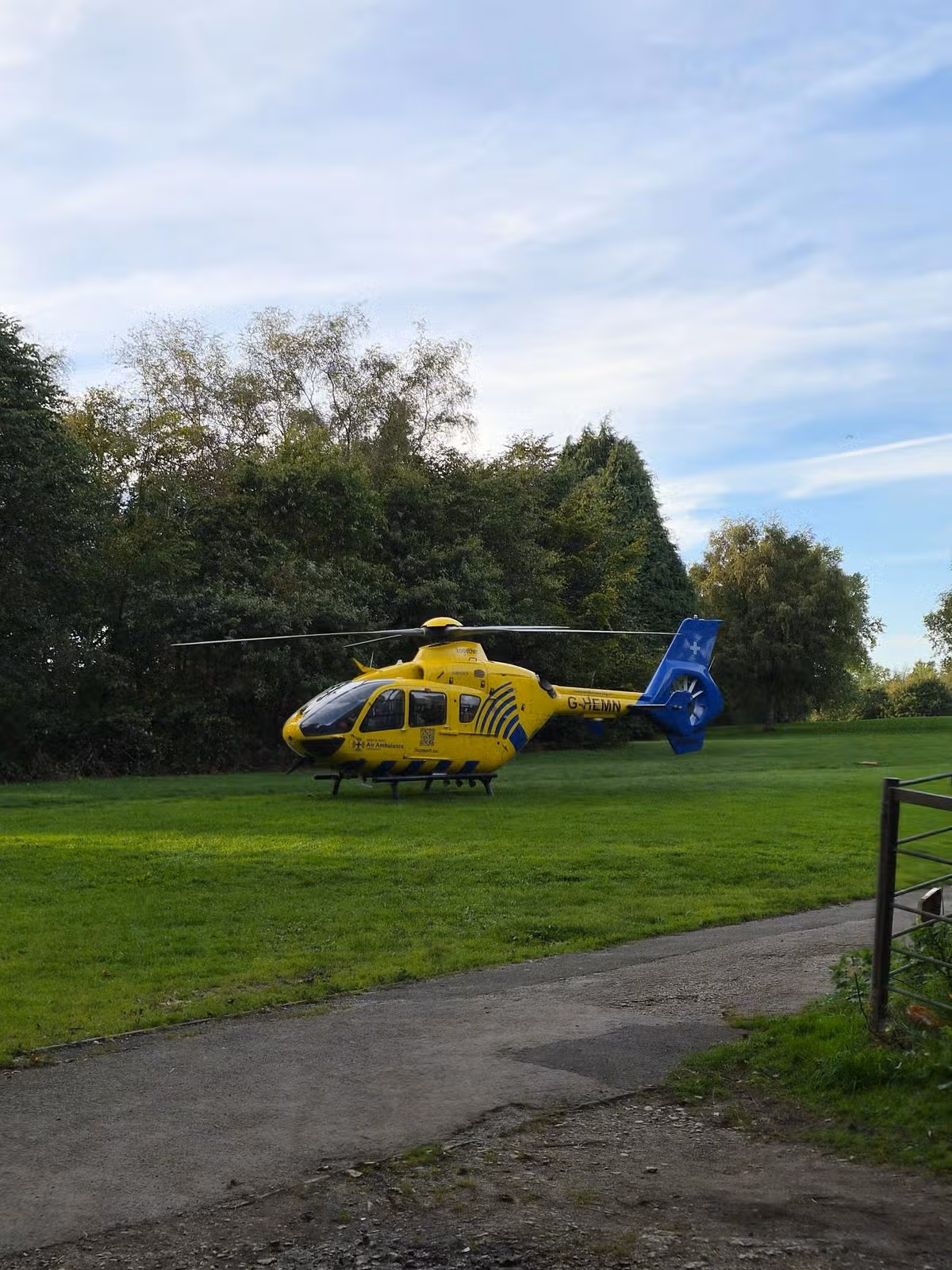 An air ambulance was seen landing in Heaton Park at 6.05pm on Tuesday, September 22