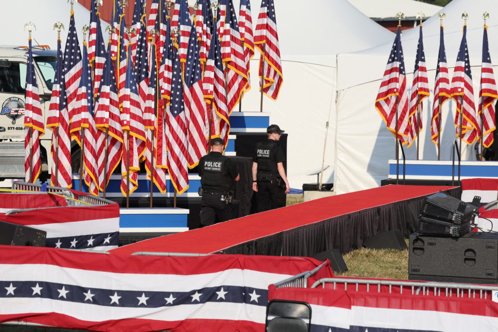 Republican presidential candidate Donald Trump holds a campaign rally in Butler