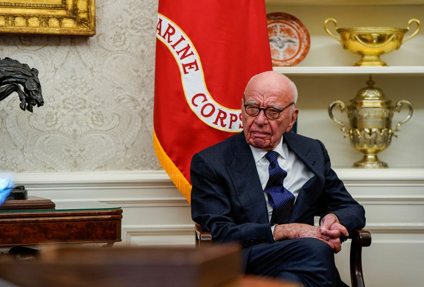 Rupert Murdoch looks on at the White House, in Washington, DC, on February 3, 2025.