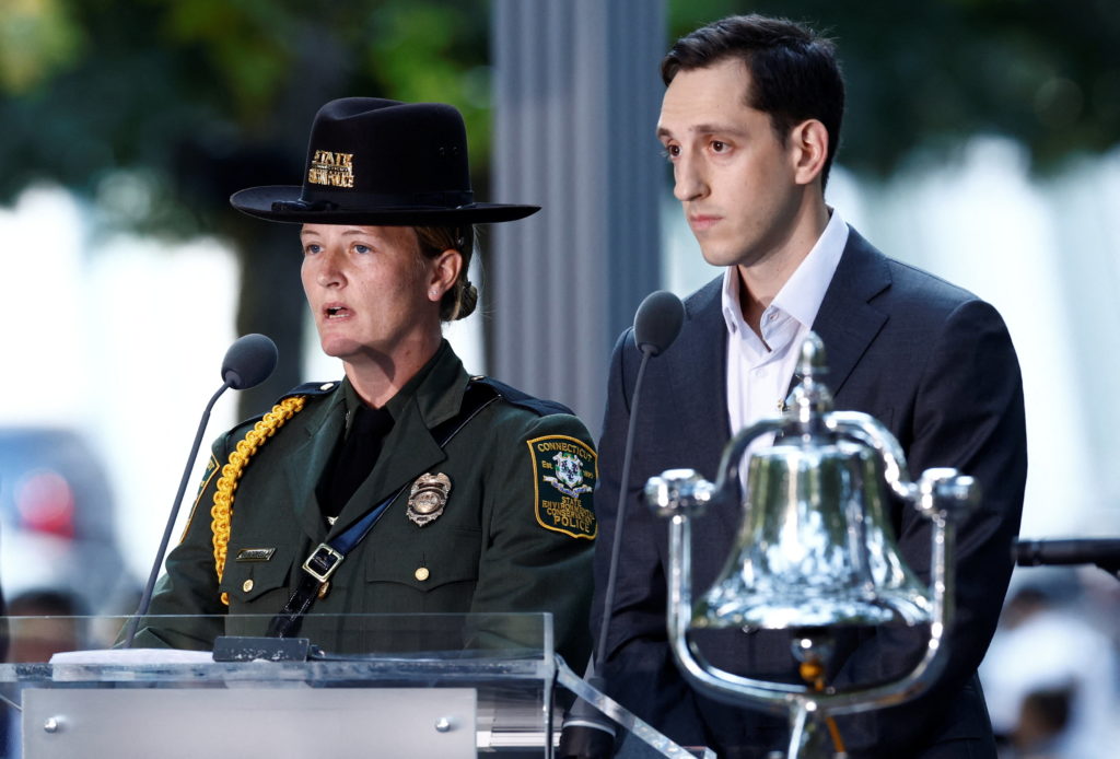 Ceremony marking the 24th anniversary of the September 11 attacks at the 9/11 Memorial and Museum in the Manhattan borough...