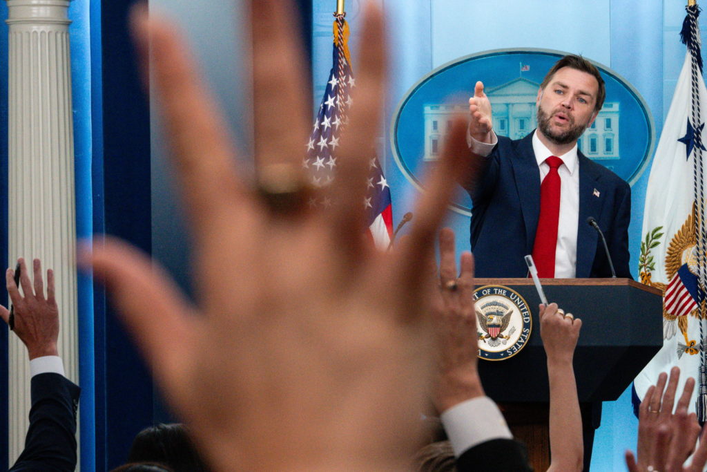 WATCH: Vance holds White House briefing after Leavitt's departure