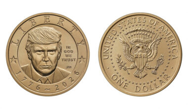 Handout image of a new coin, featuring U.S. President Donald Trump
