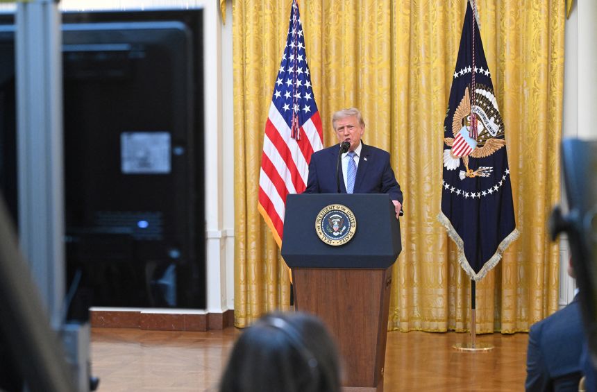 President Donald Trump speaks about election security during an address to the nation from the East Room of the White House in Washington, DC, on July 16, 2026.