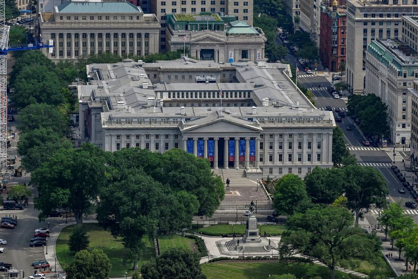 The Department of the Treasury Building in Washington, DC, on July 11, 2026.