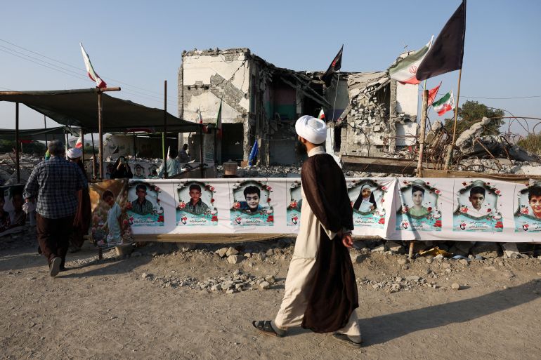 People visit the school in Minab on August 27, 2026, three months after it was damaged in an air strike on the first day of the US-Israel war on Iran