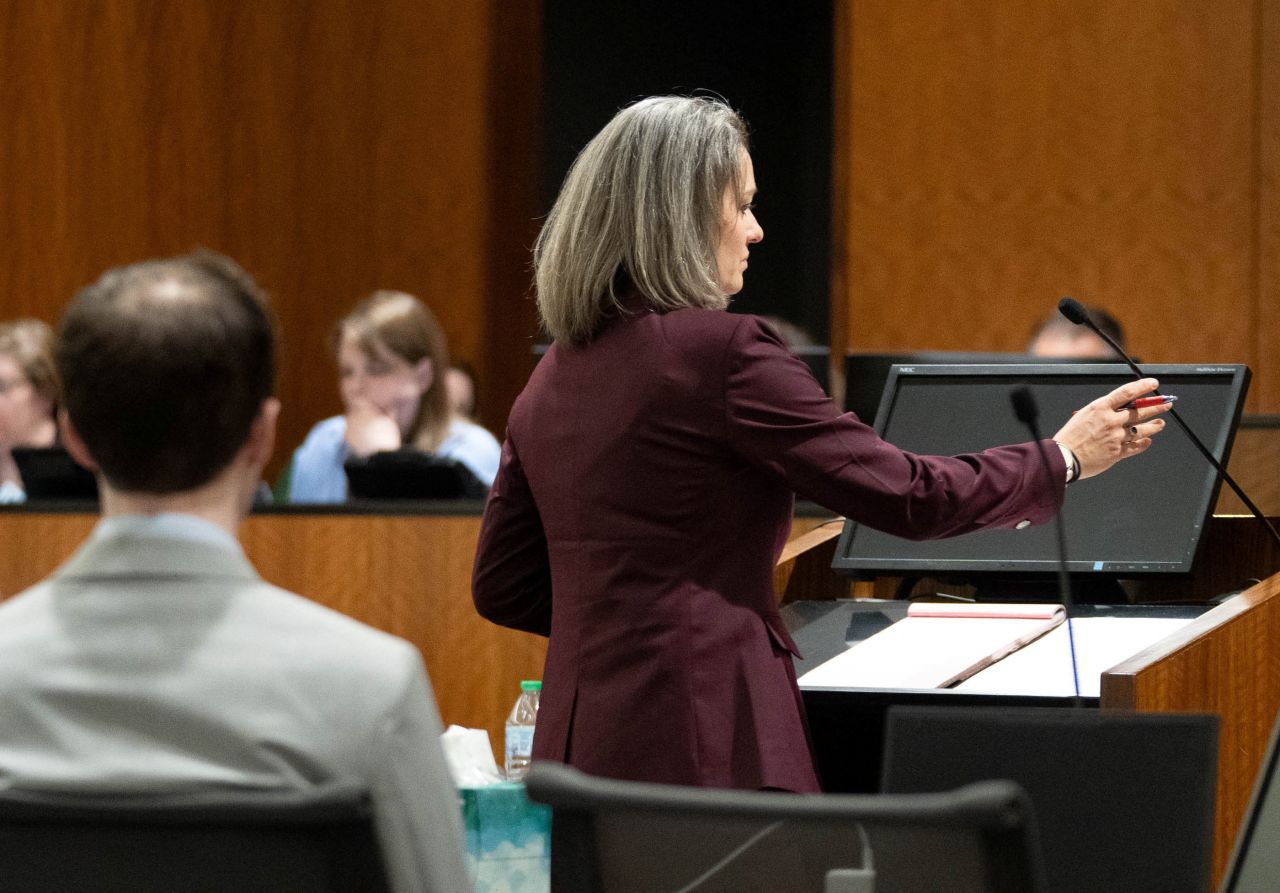 Tyler Robinson, the Utah man accused of fatally shooting Charlie Kirk, sits during closing arguments by defense attorney Staci Visser, at his preliminary hearing, at the 4th District Court in Provo, Utah, on September 1.