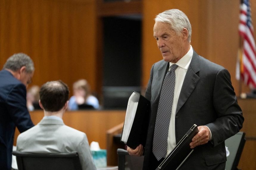 Defense attorney Michael Burt looks on during closing arguments in the preliminary hearing for Tyler Robinson at the 4th District Court in Provo, Utah.