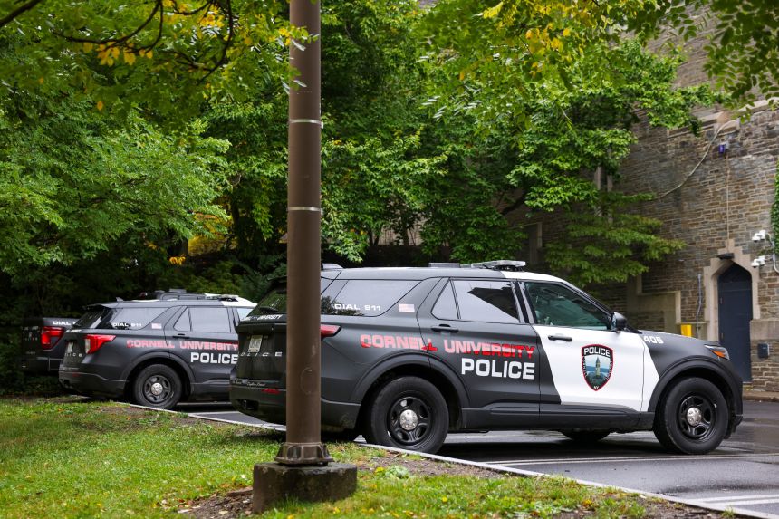 Cornell University Police vehicles on campus in Ithaca, New York, on September 29, 2026.