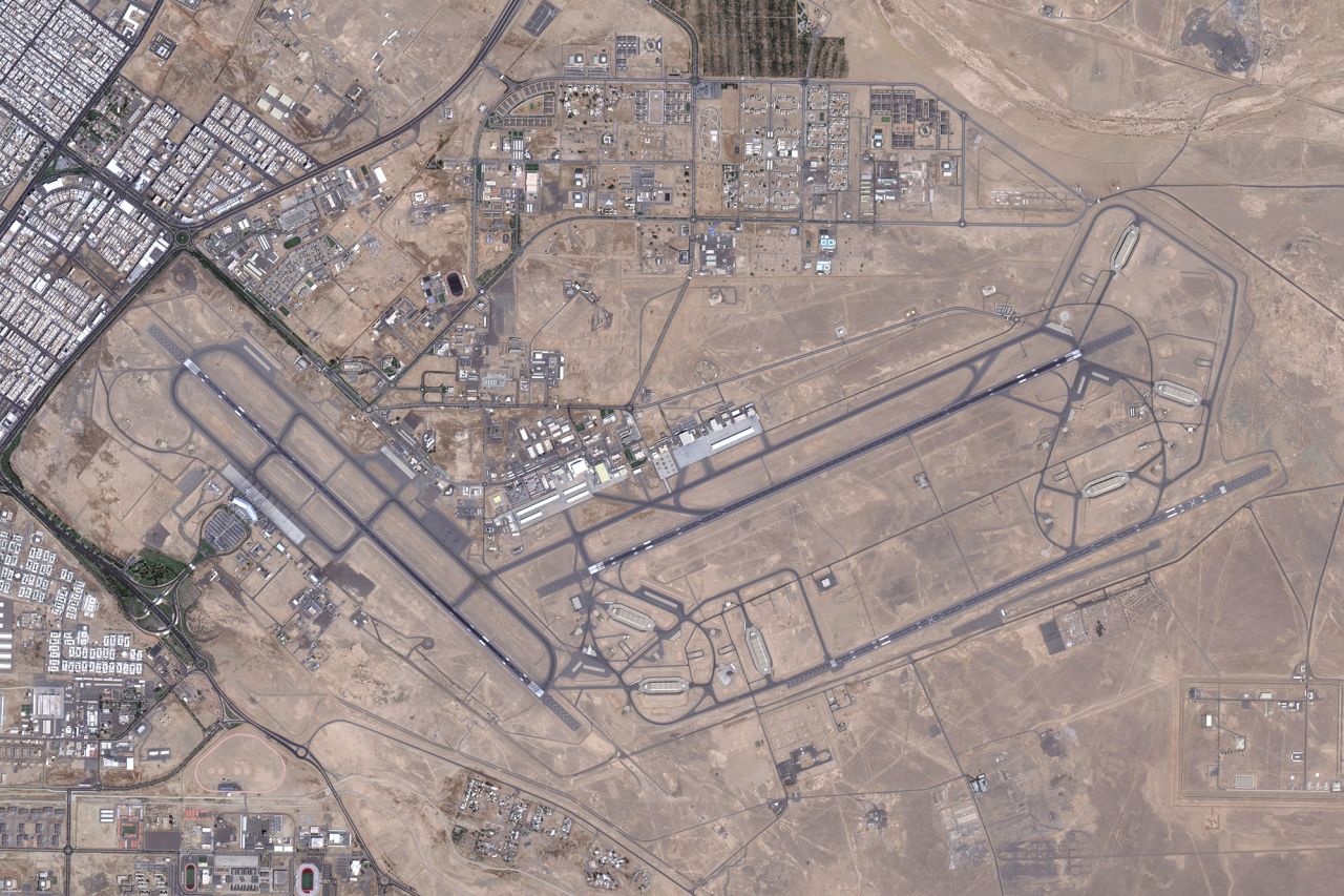 A satellite image shows Prince Sultan Bin Abdulaziz International Airport, Saudi Arabia, on September 18.