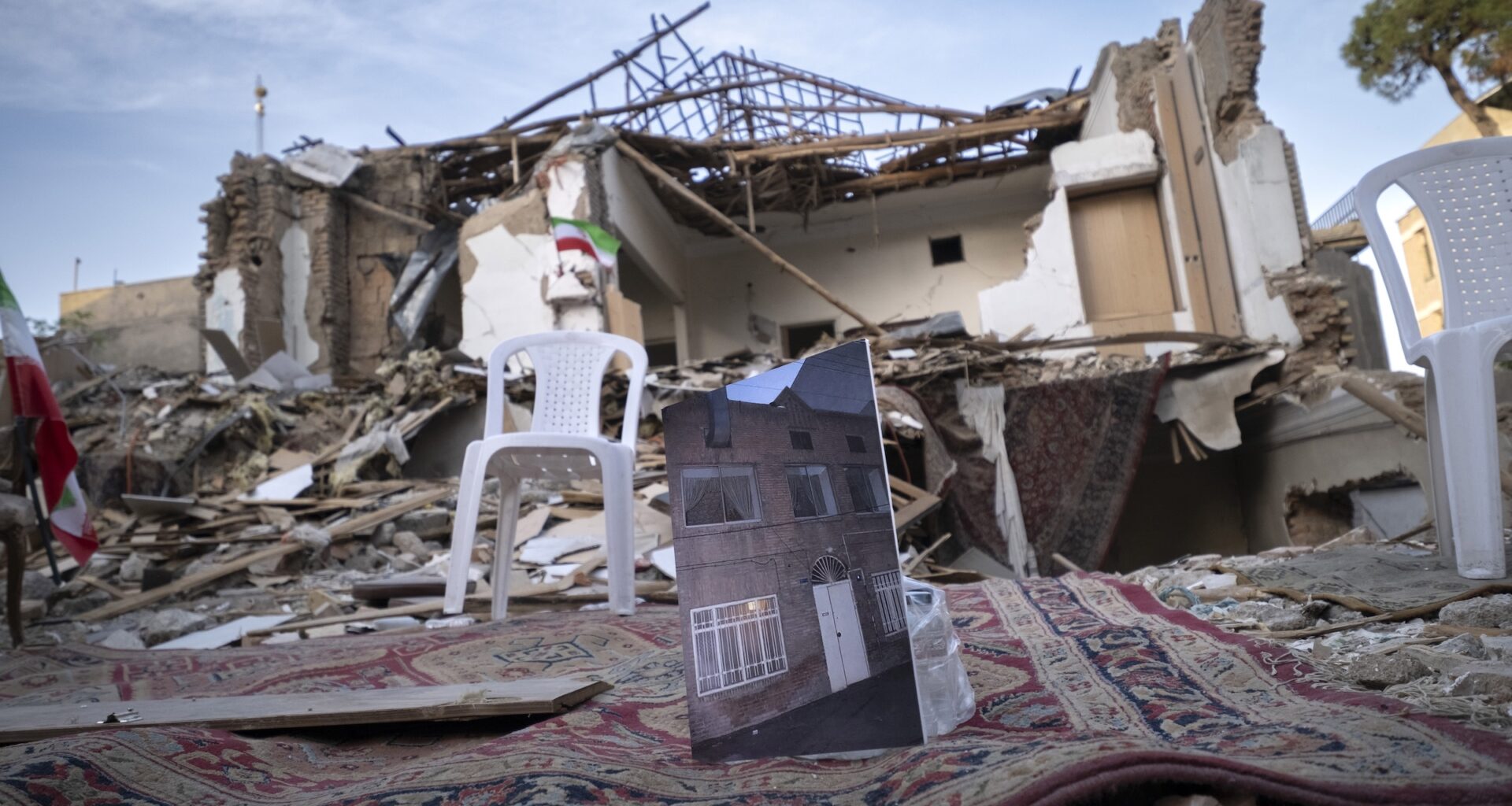 A synagogue is photographed on its ruins in Tehran, Iran, on May 14, 2026.