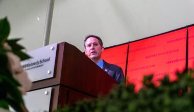 Harvard Kennedy School Dean Jeremy M. Weinstein speaks at the school
