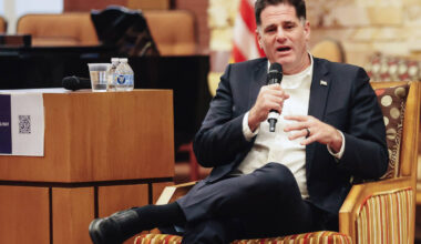 Former Minister of Strategic Affairs of Israel Ron Dermer speaks at Congregation Ner Tamid on W ...