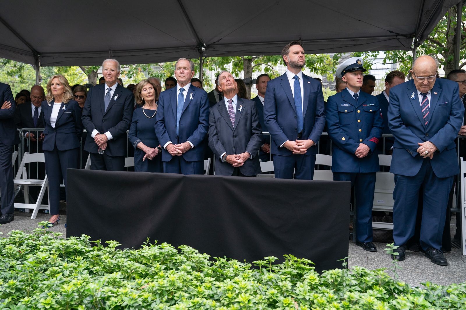 Former First Lady Jill Biden former US President Joe Biden former First Lady Laura Bush former US President George W....