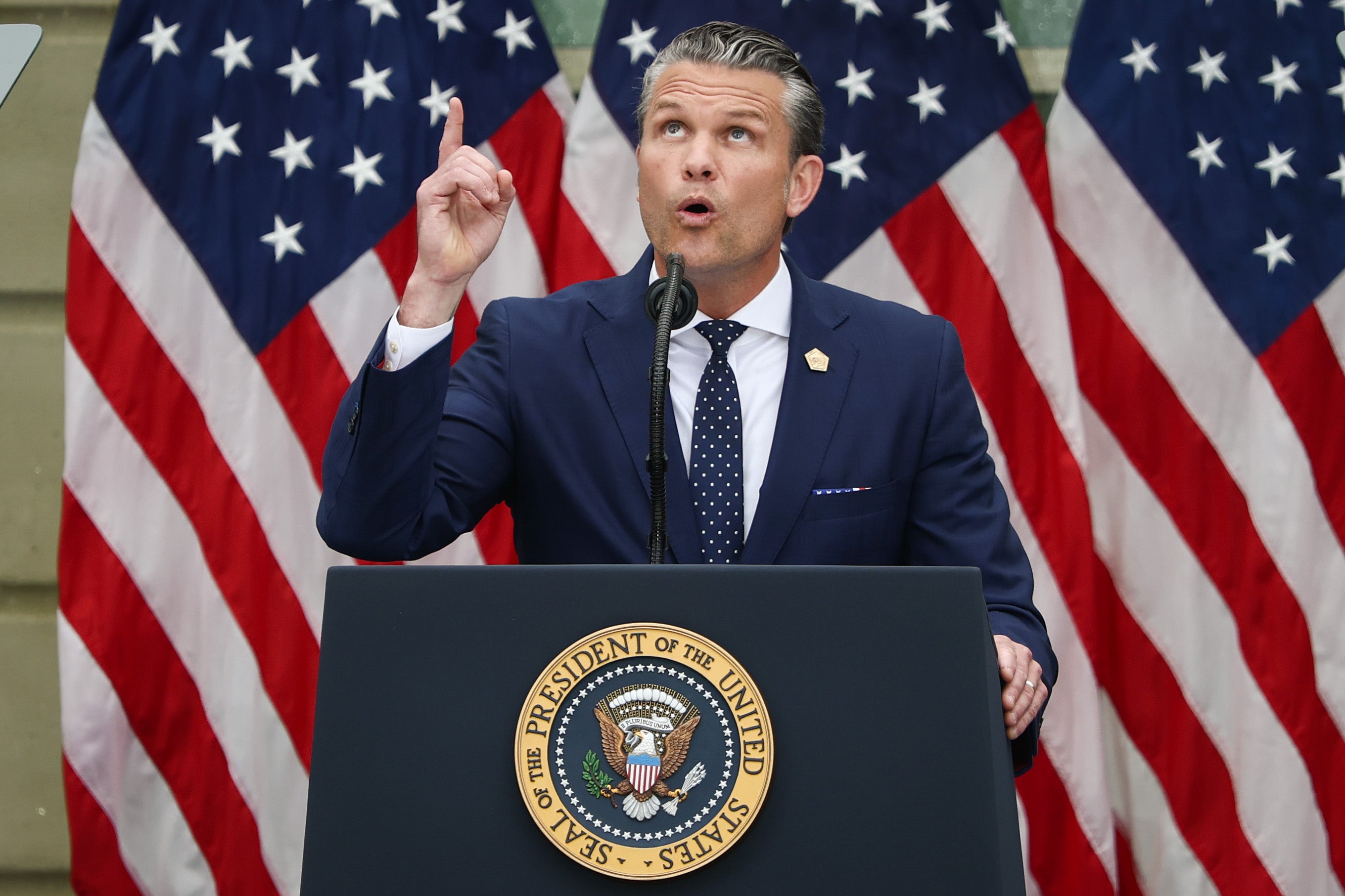 Defense Secretary Pete Hegseth delivered a speech at the Pentagon on 9/11 that largely served to justify his and Trump’s war in Iran