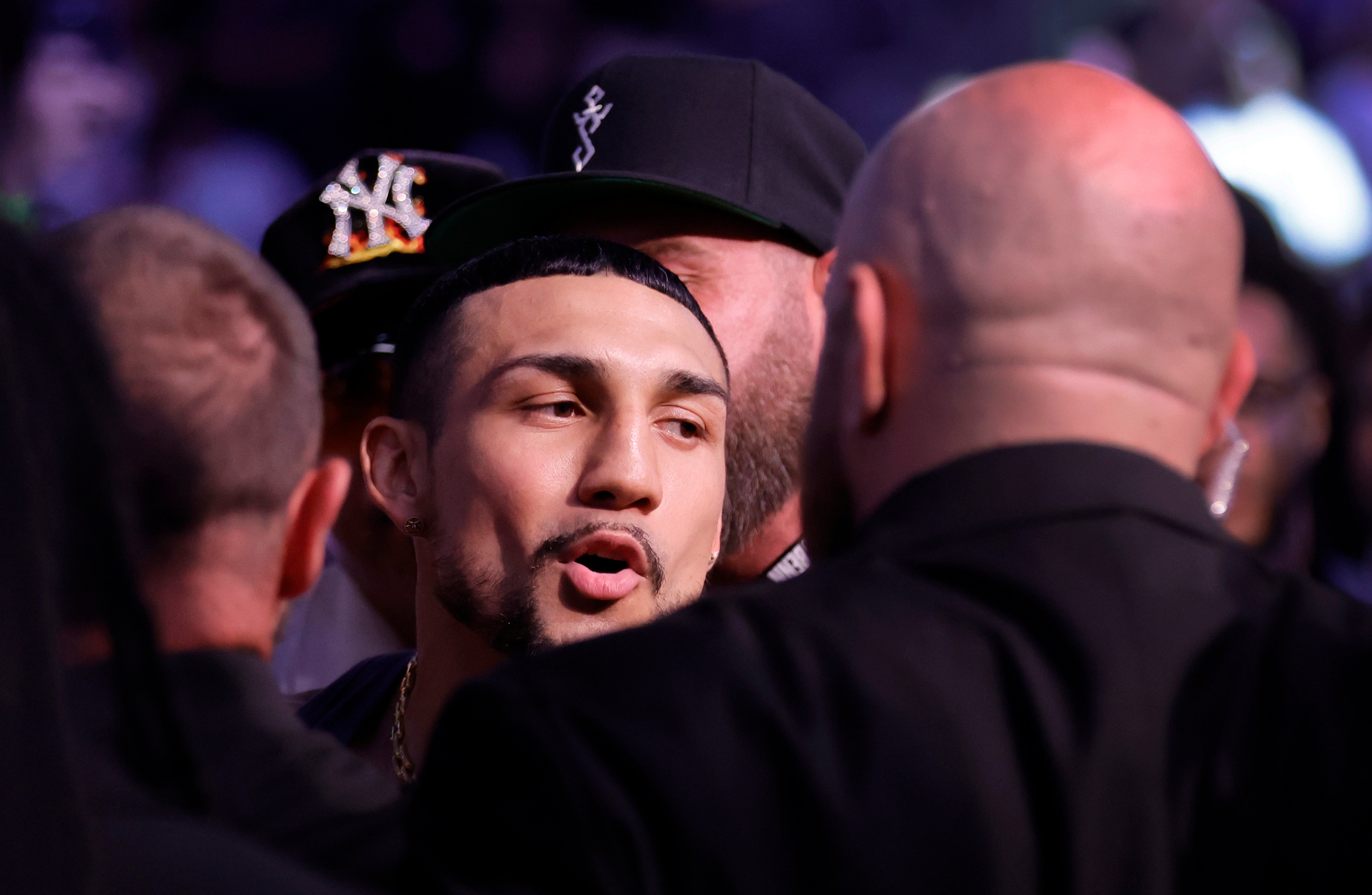 Teofimo Lopez trying to enter the ring