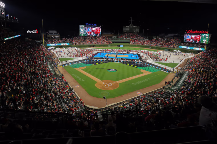 General view of the Wrigley Field Volleyball at the Chicago Cubs stadium in Chicago.