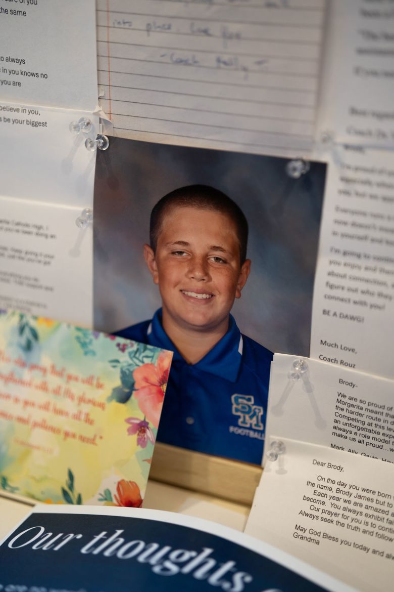 Some mementos commemorating Brody Matteson who passed away from Ewing Sarcoma in March at the age of 17.