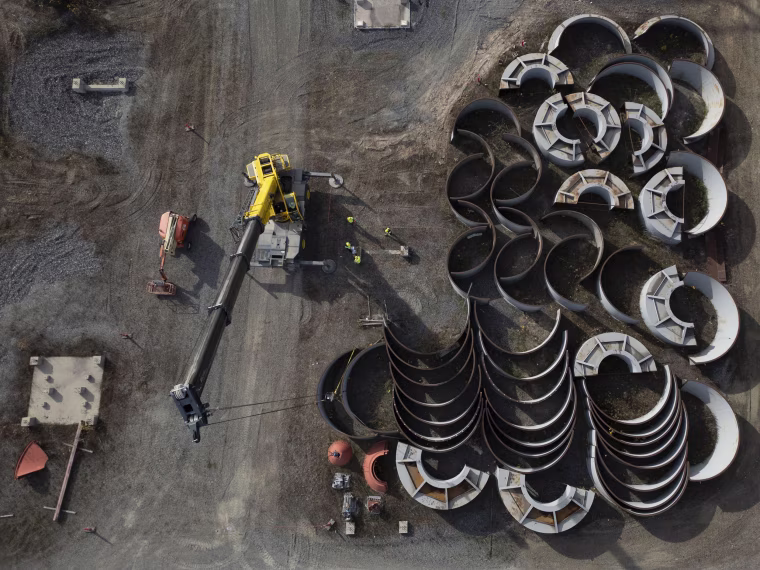 Components at the Mesabi Metallics pellet production plant  in Nashwauk, Minn.