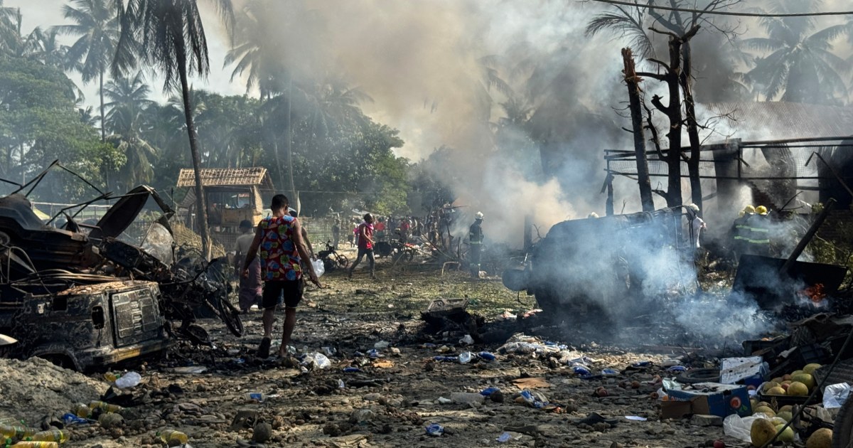At least 49 dead after airstrike near market in Myanmar’s Rakhine state
