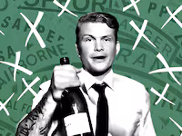 Pete Hegseth holding a bottle with a background army tabs crossed out.