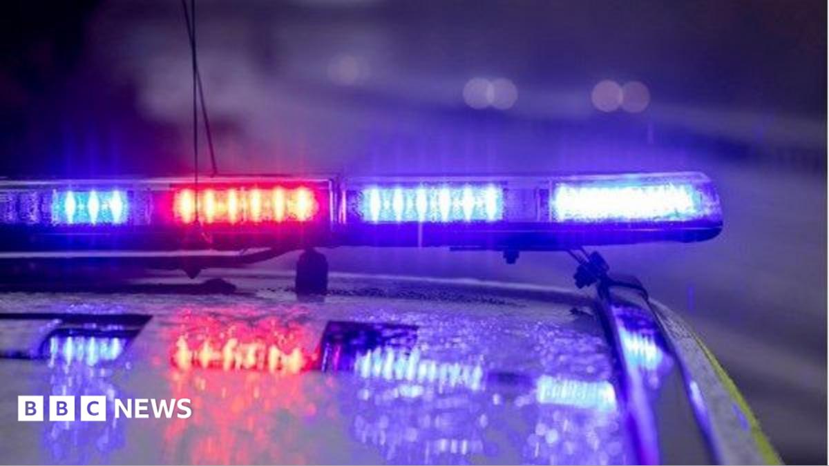 Flashing police lights.