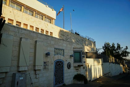 A view of the British Consulate in East Jerusalem on Tuesday. Credit: Mahmoud Illean/AP A view of the British Consulate in East Jerusalem on Tuesday.